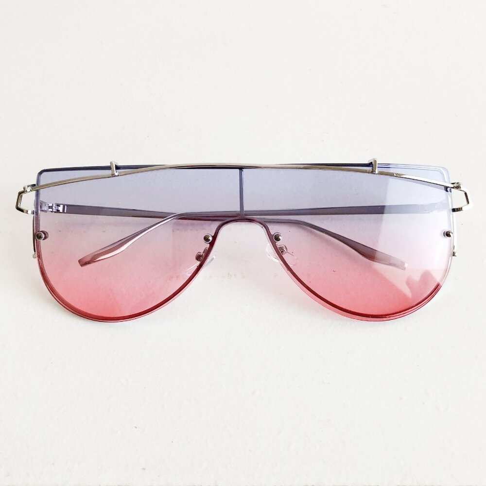Oversized Y2K Futuristic Shield Sunglasses Pink Blue